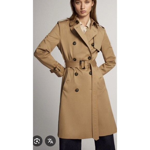 Massimo Dutti Jackets & Blazers - Massimo Dutti Water Repellant Trench Coat Camel Brown Women’s Small